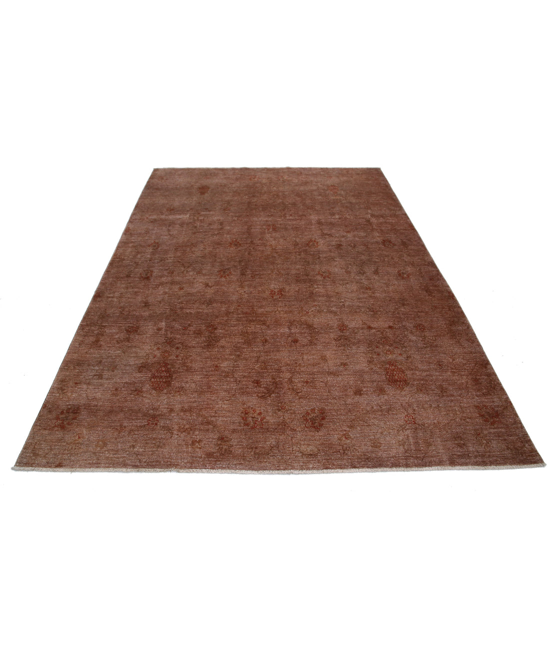 Hand Knotted Overdye Wool Rug - 6'5'' x 8'7'' 6'5'' x 8'7'' (193 X 258) / Brown / Red