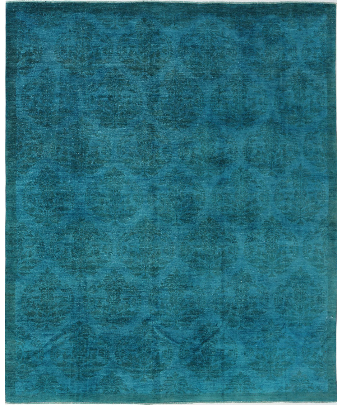 Hand Knotted Overdye Wool Rug - 10'3'' x 12'4'' 10'3'' x 12'4'' (308 X 370) / Teal / Teal