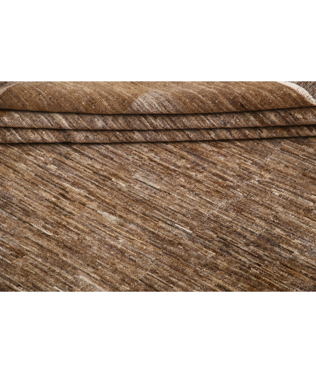 Hand Knotted Modcar Wool Rug - 9'10'' x 13'6'' 9'10'' x 13'6'' (295 X 405) / Brown / Brown
