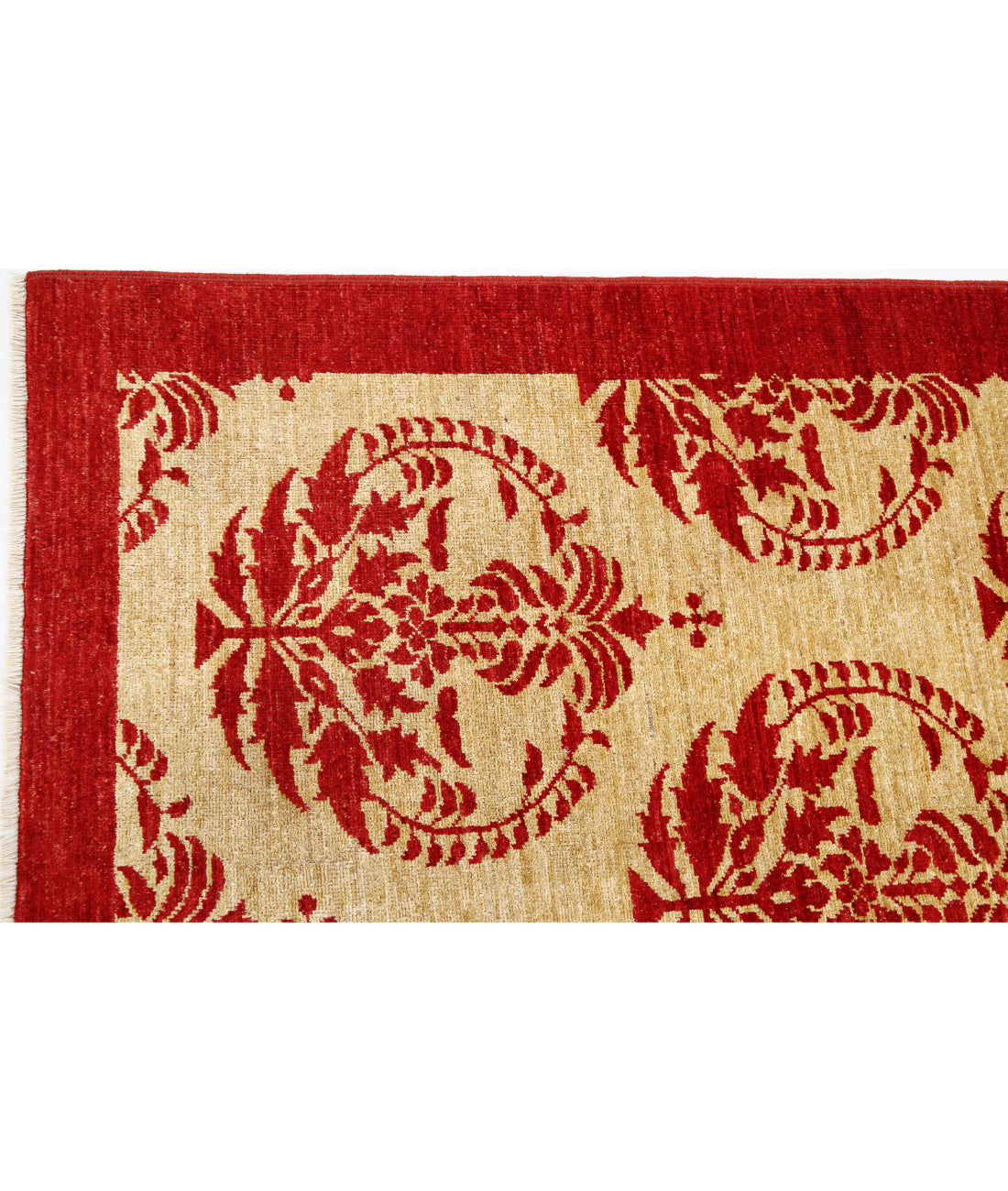 Hand Knotted Modcar Wool Rug - 8'4'' x 11'5'' 8'4'' x 11'5'' (250 X 343) / Beige / Red
