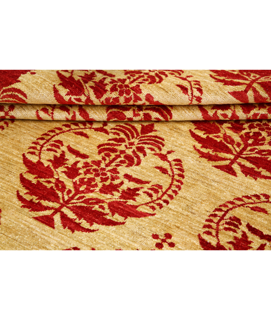 Hand Knotted Modcar Wool Rug - 8'4'' x 11'5'' 8'4'' x 11'5'' (250 X 343) / Beige / Red