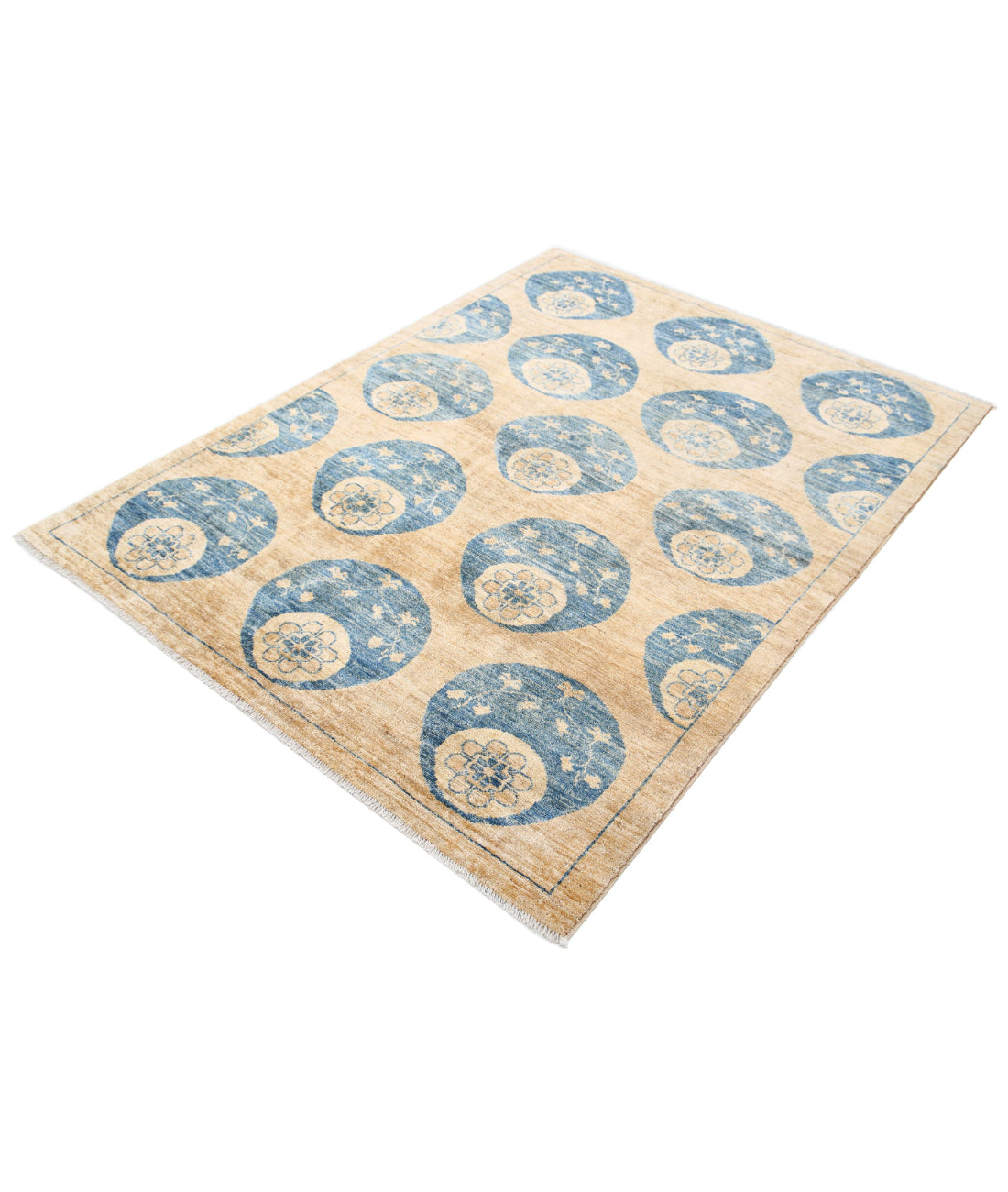 Hand Knotted Modcar Wool Rug - 4'9'' x 6'3''