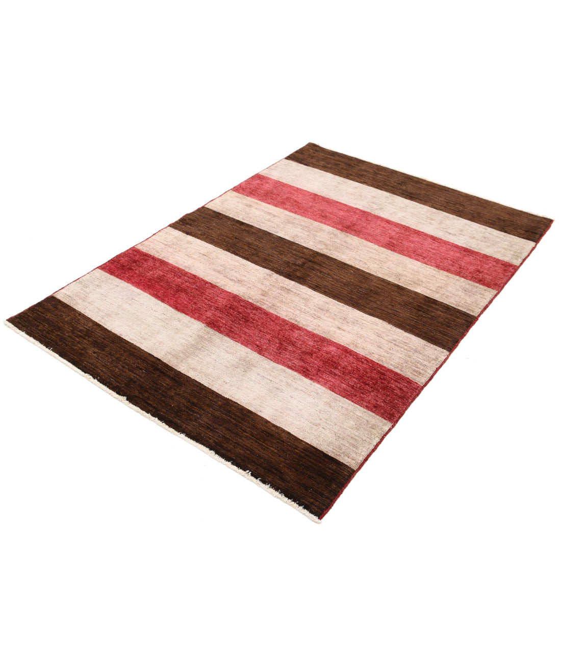 Hand Knotted Modcar Wool Rug - 4'1'' x 5'9''
