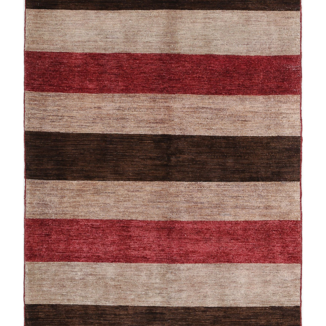 Hand Knotted Modcar Wool Rug - 4'1'' x 5'9''