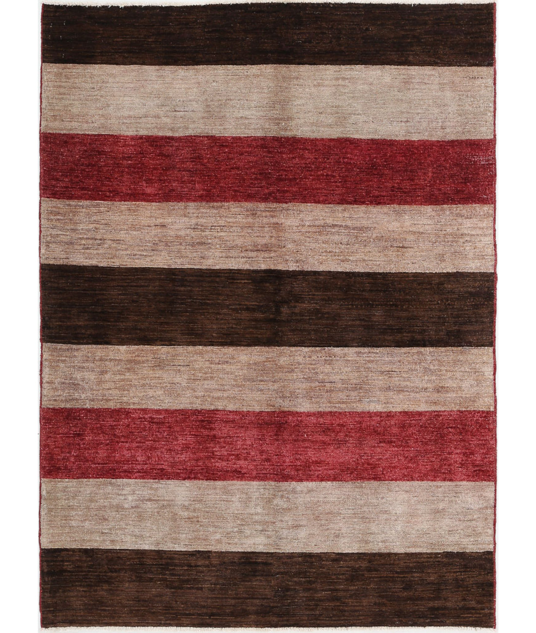 Hand Knotted Modcar Wool Rug - 4'1'' x 5'9''