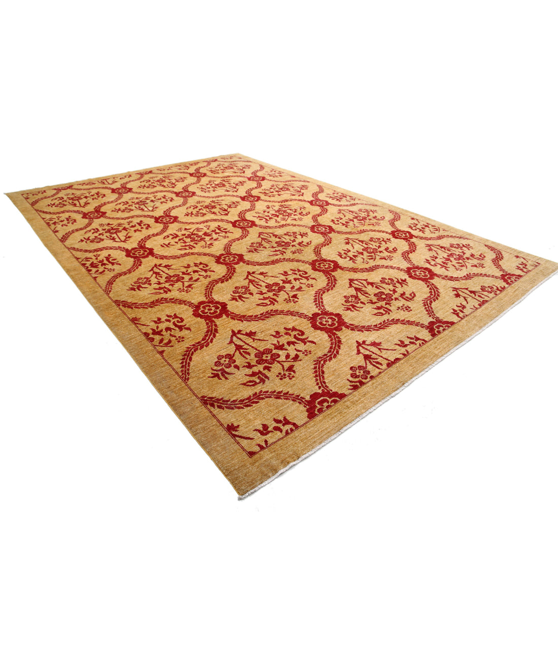 Hand Knotted Modcar Wool Rug - 9'9'' x 14'0'' 9'9'' x 14'0'' (293 X 420) / Gold / Red