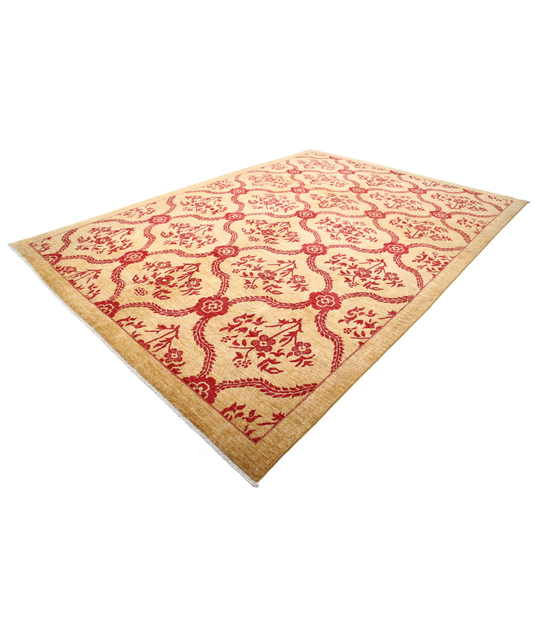 Hand Knotted Modcar Wool Rug - 9'9'' x 14'0'' 9'9'' x 14'0'' (293 X 420) / Gold / Red