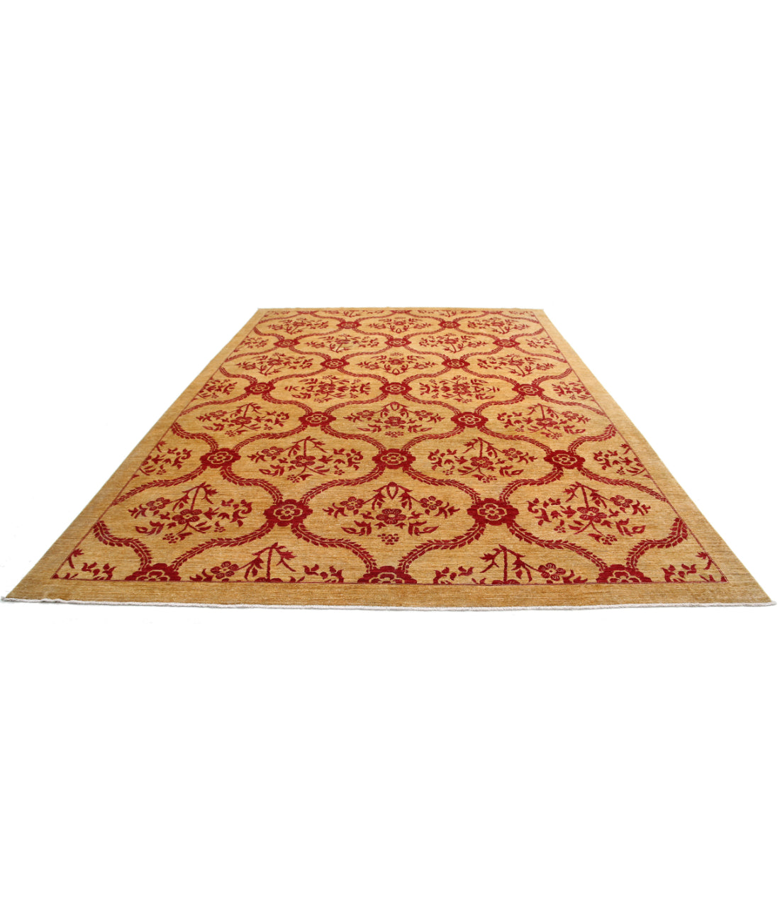 Hand Knotted Modcar Wool Rug - 9'9'' x 14'0'' 9'9'' x 14'0'' (293 X 420) / Gold / Red