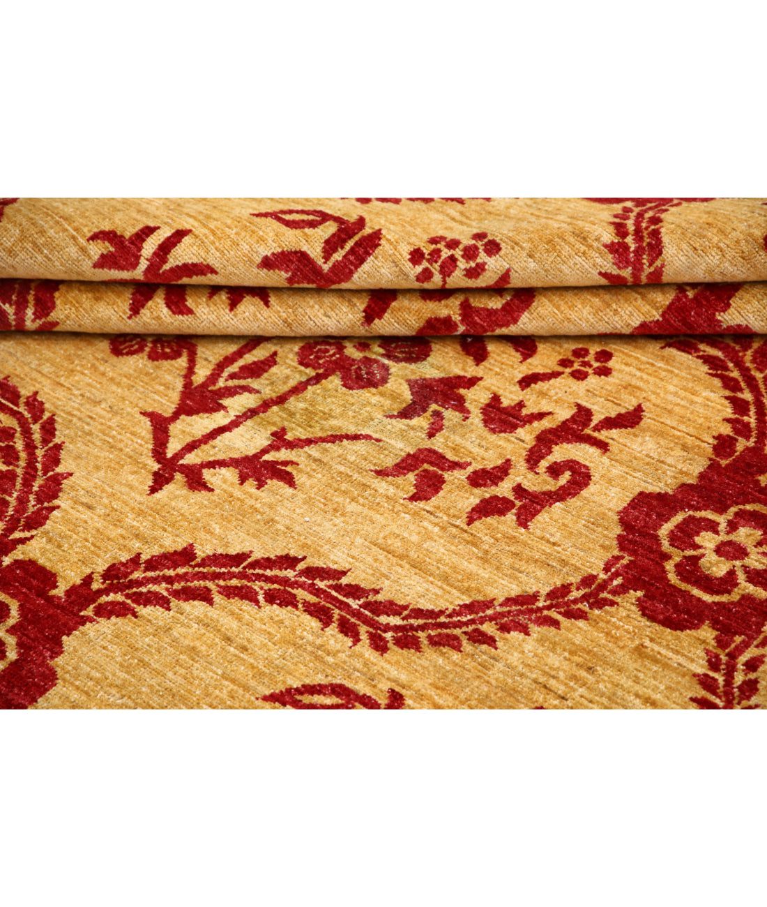 Hand Knotted Modcar Wool Rug - 9'9'' x 14'0'' 9'9'' x 14'0'' (293 X 420) / Gold / Red