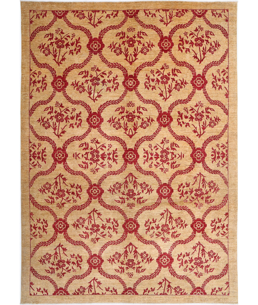 Hand Knotted Modcar Wool Rug - 9&#39;9&#39;&#39; x 14&#39;0&#39;&#39; 9&#39;9&#39;&#39; x 14&#39;0&#39;&#39; (293 X 420) / Gold / Red