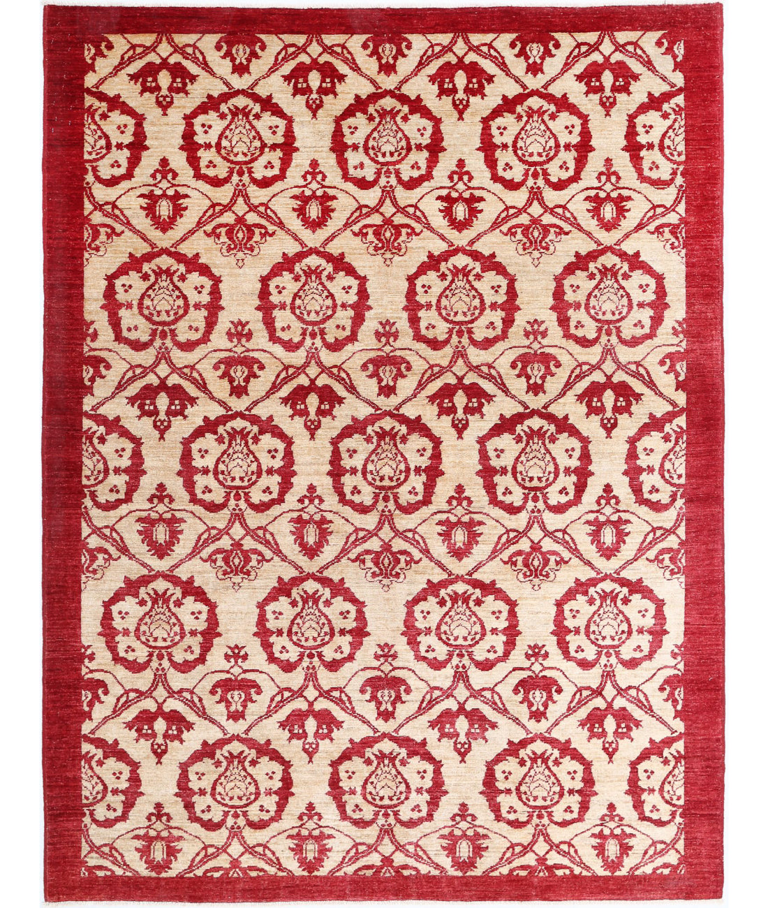 Hand Knotted Modcar Wool Rug - 5'10'' x 7'9''