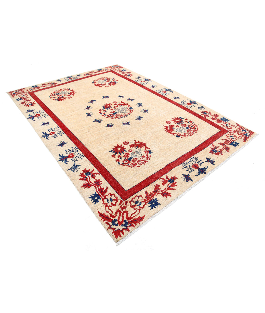 Hand Knotted Modcar Wool Rug - 6'9'' x 9'4'' 6'9'' x 9'4'' (203 X 280) / Beige / N/A