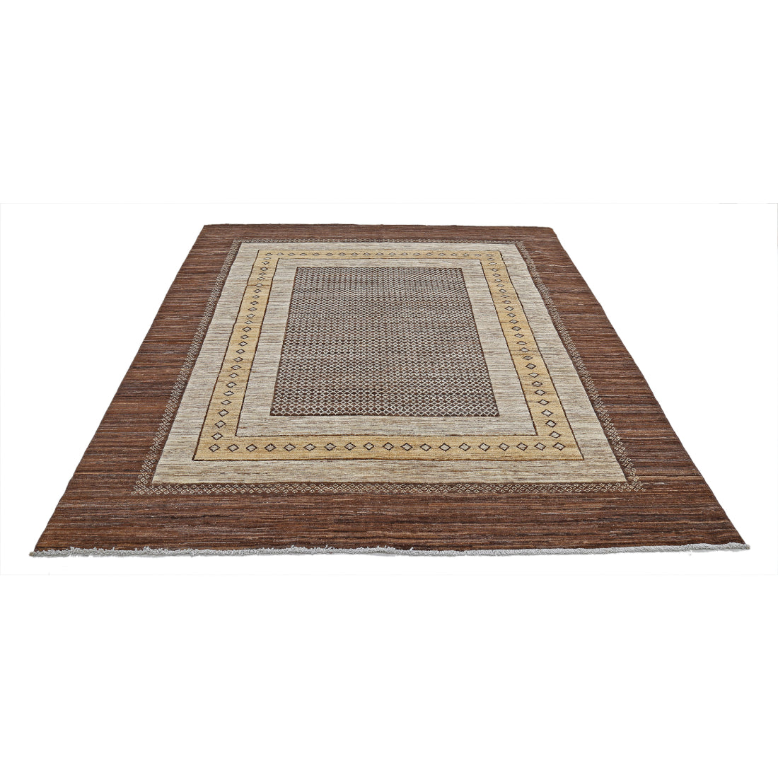 Hand Knotted Modcar Wool Rug - 6'4'' x 7'11''