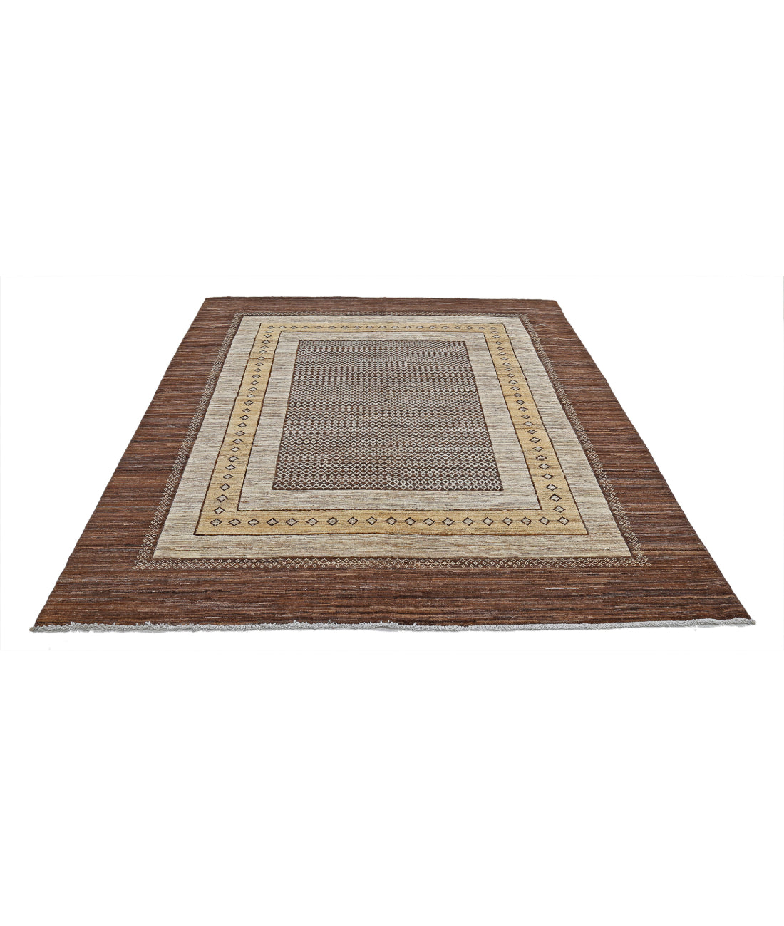 Hand Knotted Modcar Wool Rug - 6'4'' x 7'11''