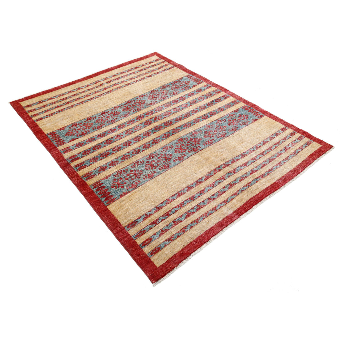 Hand Knotted Modcar Wool Rug - 4'8'' x 5'11''