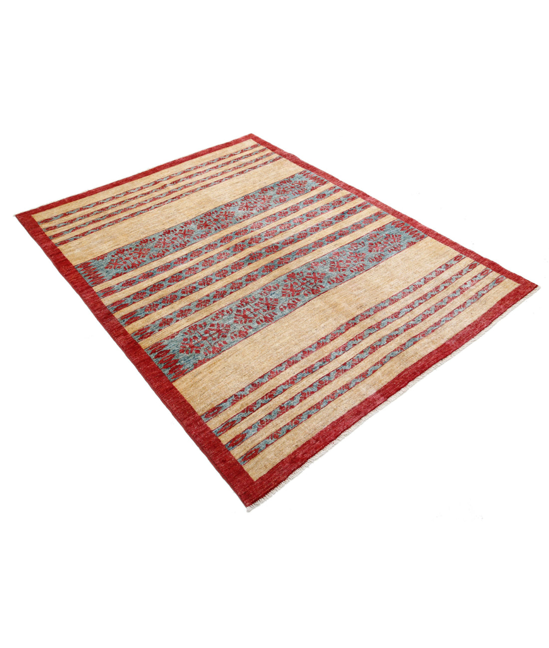 Hand Knotted Modcar Wool Rug - 4'8'' x 5'11''