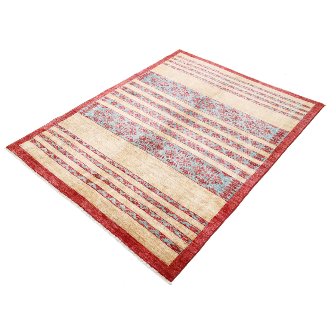 Hand Knotted Modcar Wool Rug - 4'8'' x 5'11''