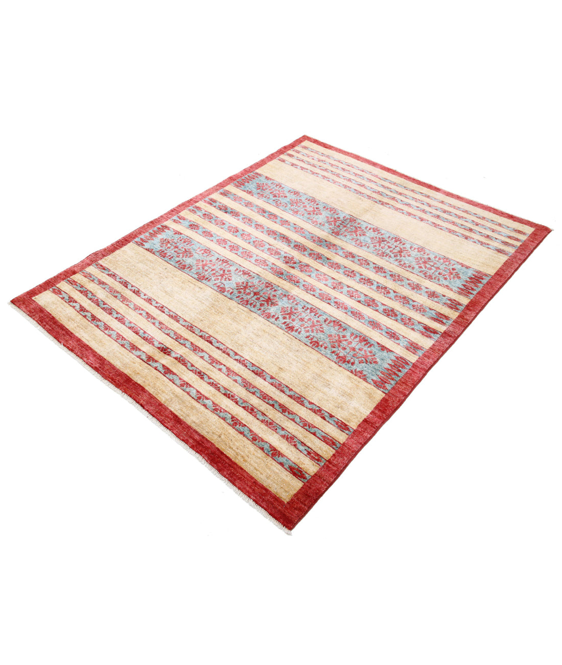 Hand Knotted Modcar Wool Rug - 4'8'' x 5'11''