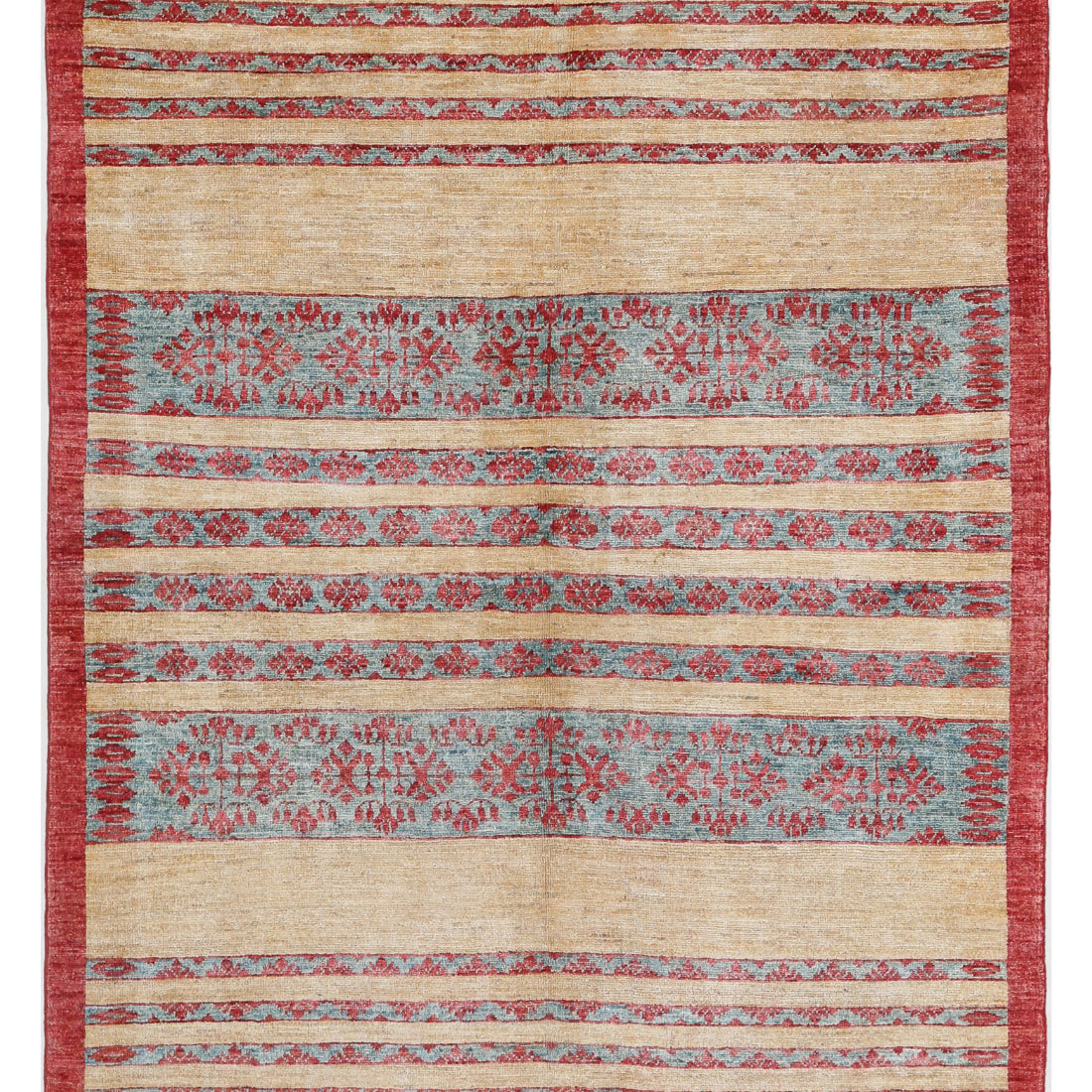 Hand Knotted Modcar Wool Rug - 4'8'' x 5'11''