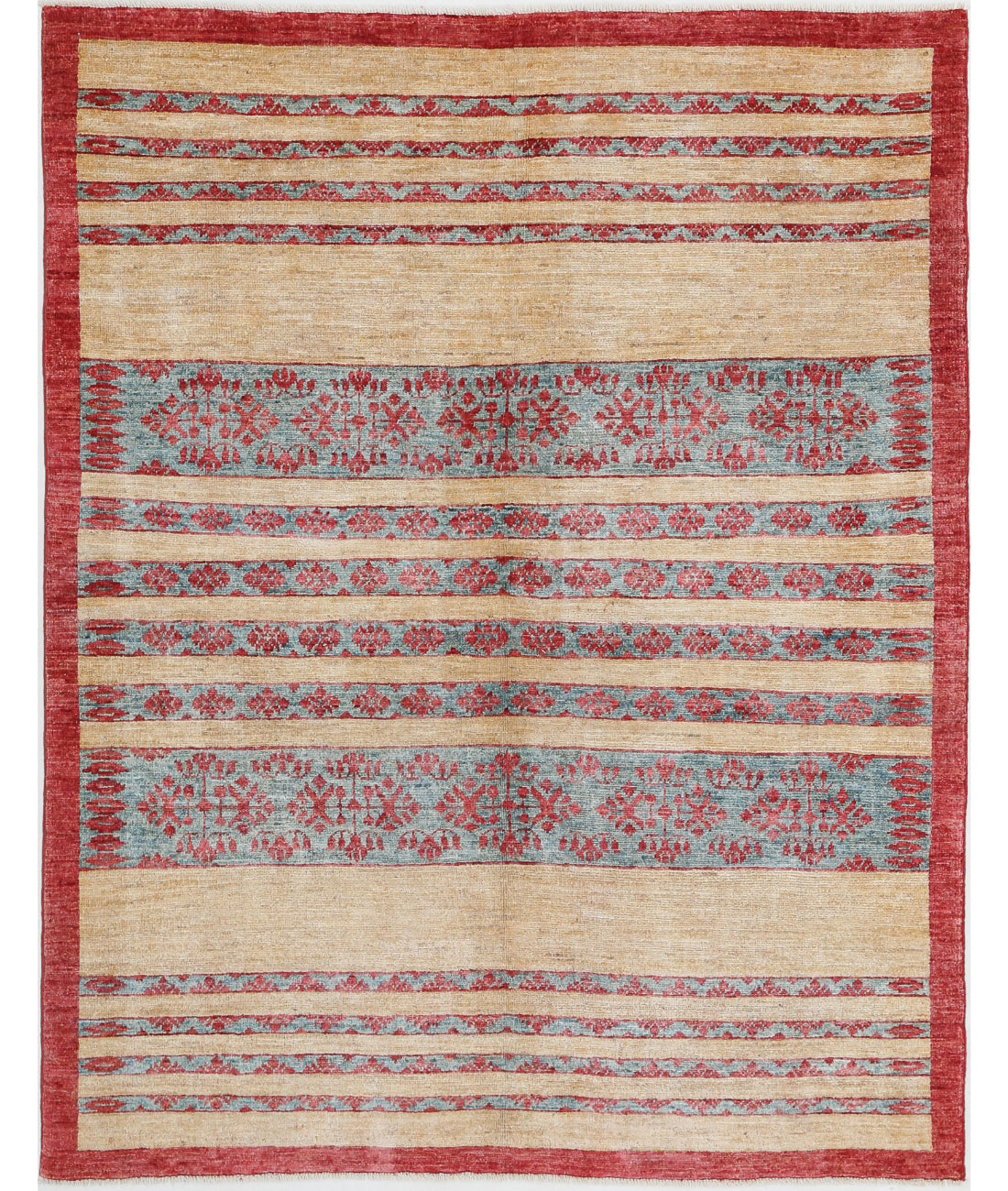 Hand Knotted Modcar Wool Rug - 4'8'' x 5'11''