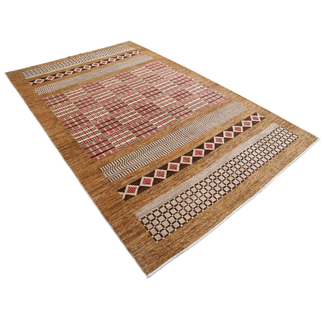 Hand Knotted Modcar Wool Rug - 6'1'' x 9'10''