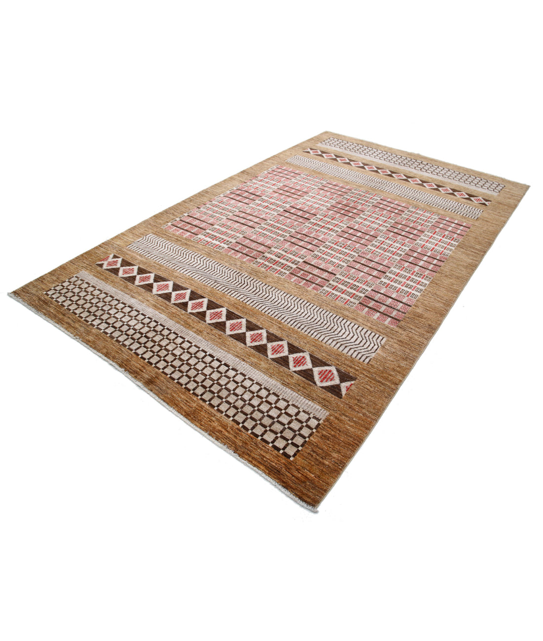 Hand Knotted Modcar Wool Rug - 6'1'' x 9'10''