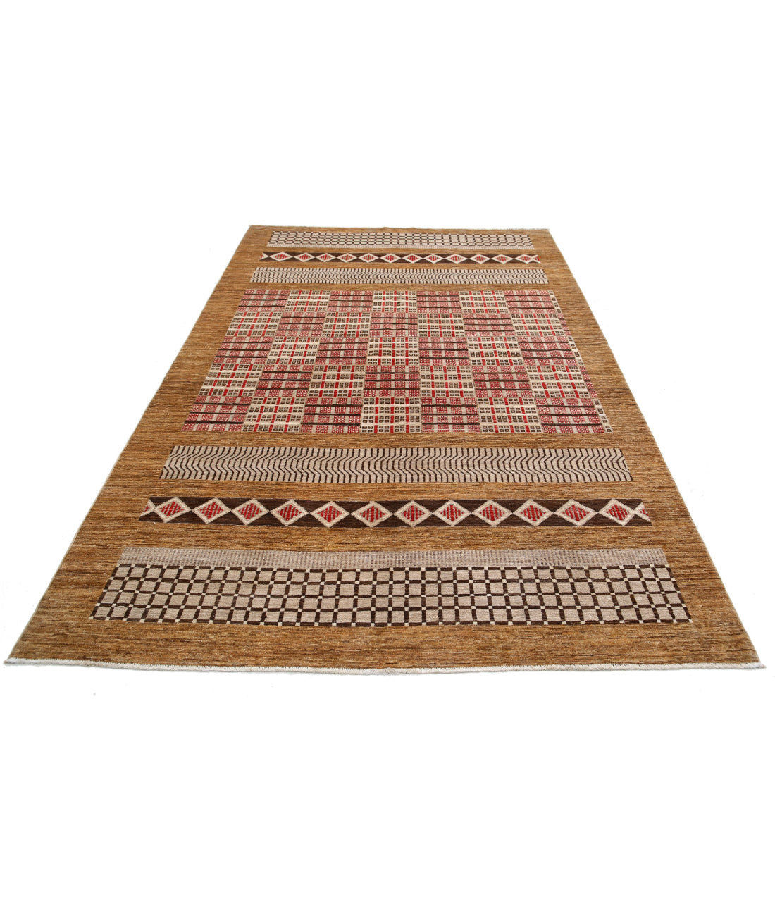 Hand Knotted Modcar Wool Rug - 6'1'' x 9'10''