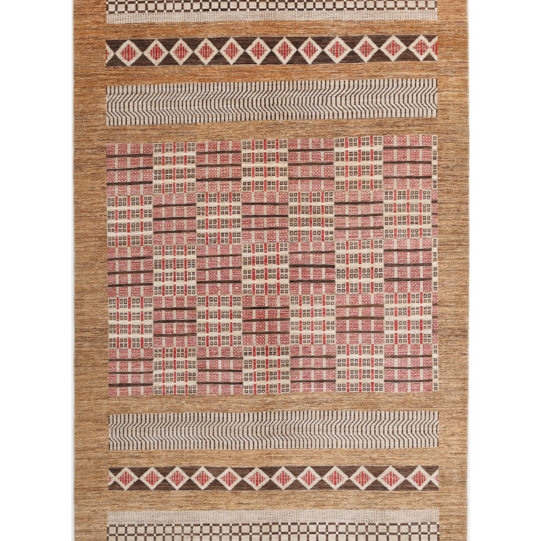 Hand Knotted Modcar Wool Rug - 6'1'' x 9'10''