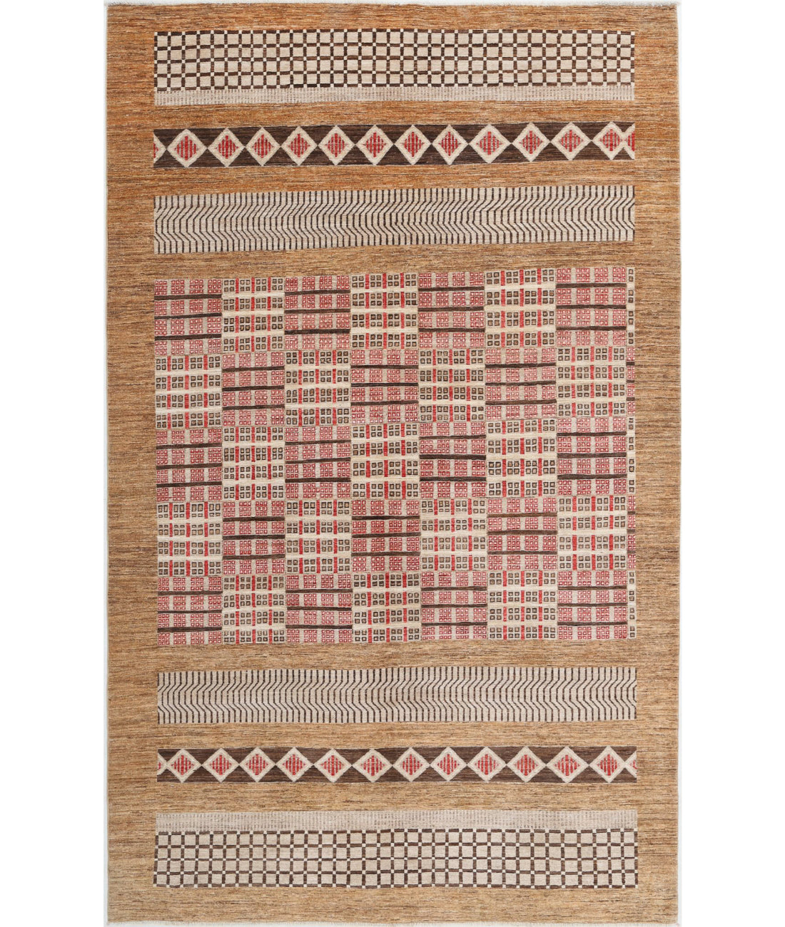 Hand Knotted Modcar Wool Rug - 6'1'' x 9'10''