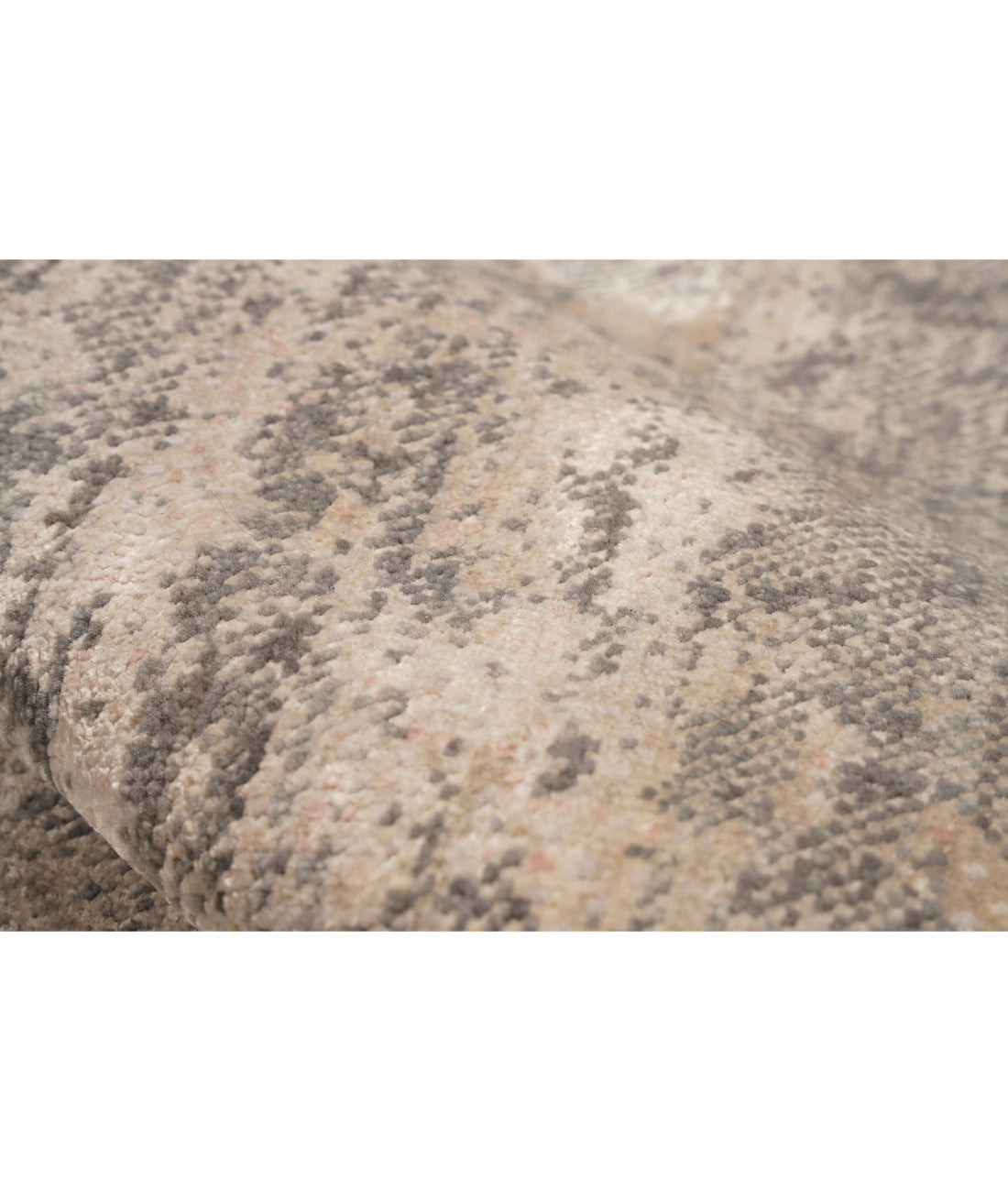 Hand Knotted Modern Abstract Wool Silk Rug - 9'0'' x 11'11'' 9' 0" X 11' 11" (274 X 363) / Grey / Peach