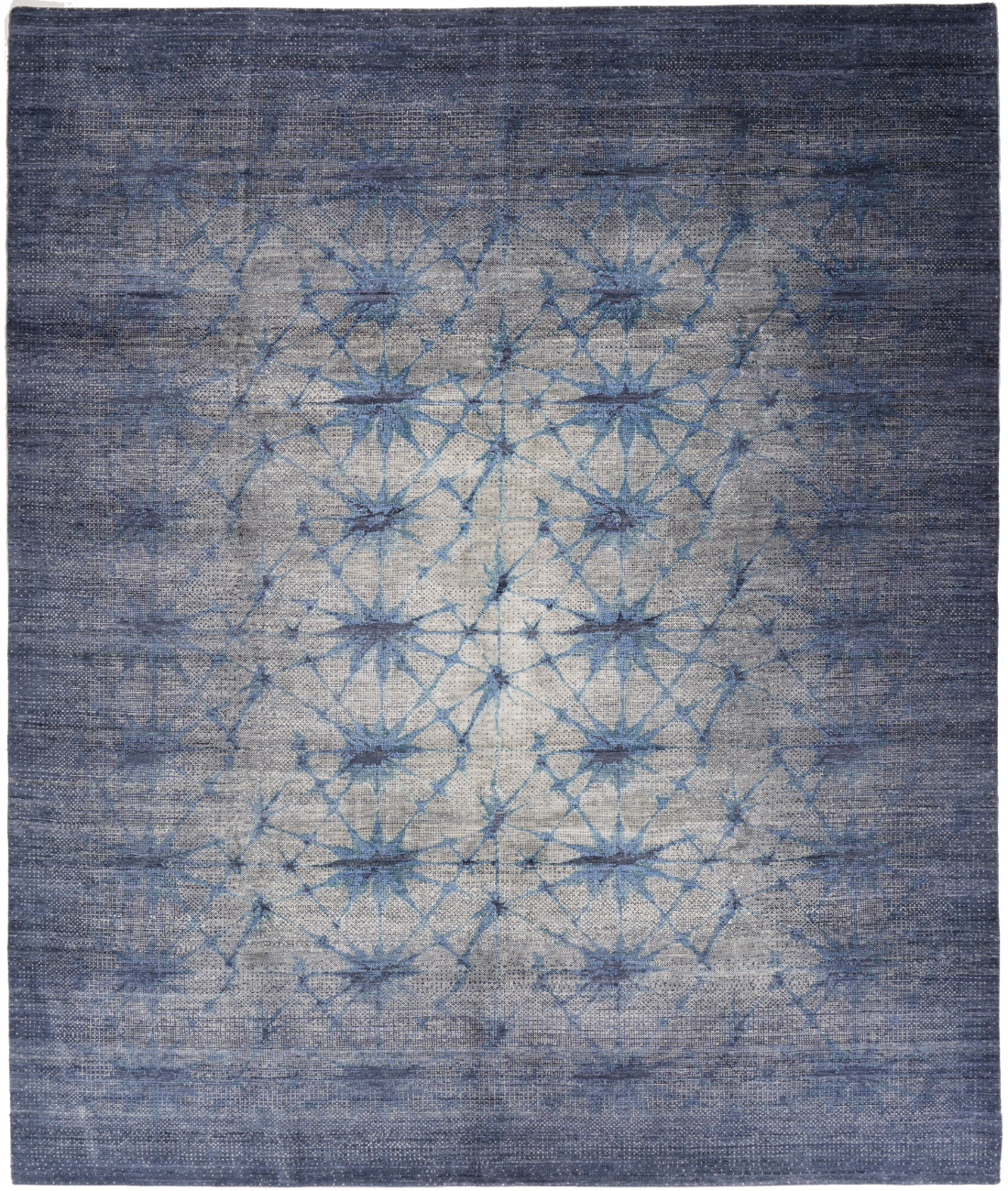 Hand Knotted Modern Abstract Wool Silk Rug - 7&#39;11&#39;&#39; x 9&#39;8&#39;&#39; 7&#39; 11&quot; X 9&#39; 8&quot; (241 X 295) / Blue / Grey