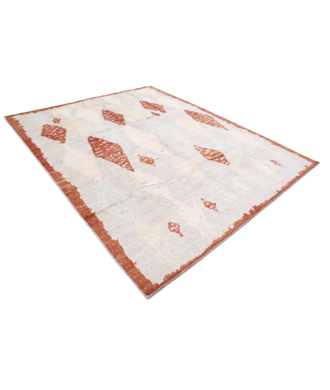 Hand Knotted Tribal Moroccan Wool Rug - 8'2'' x 10'0'' 8'2'' x 10'0'' (245 X 300) / Grey / Rust