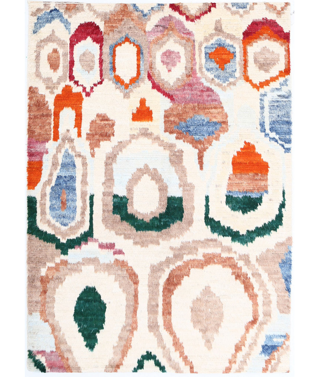 Hand Knotted Tribal Moroccan Wool Rug - 4&#39;9&#39;&#39; x 7&#39;1&#39;&#39; 4&#39;9&#39;&#39; x 7&#39;1&#39;&#39; (143 X 213) / Ivory / Red