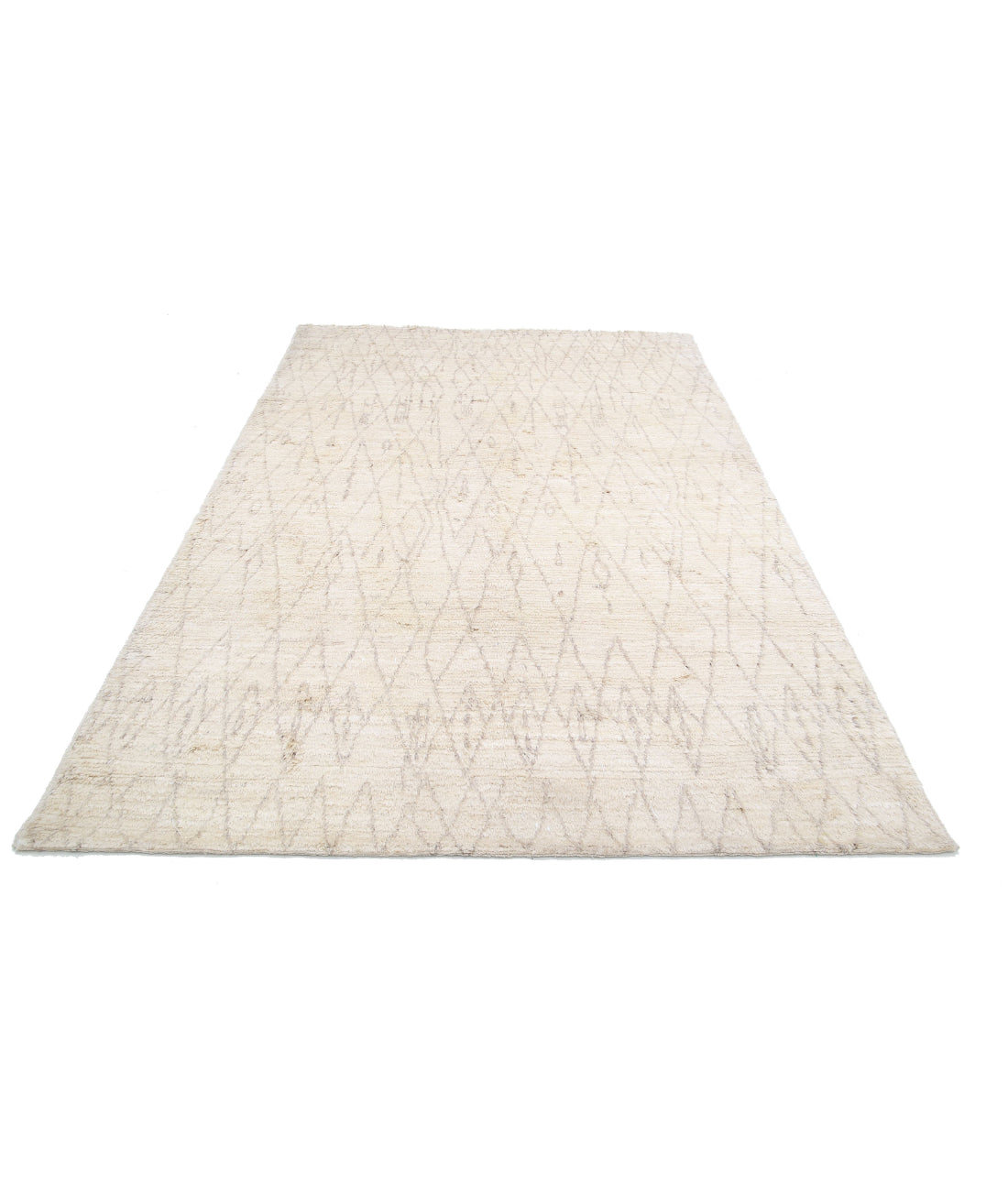 Hand Knotted Tribal Moroccan Wool Rug - 6'0'' x 9'0'' 6'0'' x 9'0'' (180 X 270) / Ivory / Taupe
