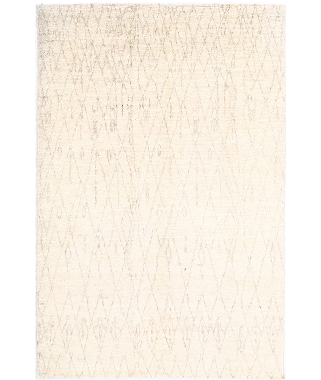 Hand Knotted Tribal Moroccan Wool Rug - 6&#39;0&#39;&#39; x 9&#39;0&#39;&#39; 6&#39;0&#39;&#39; x 9&#39;0&#39;&#39; (180 X 270) / Ivory / Taupe