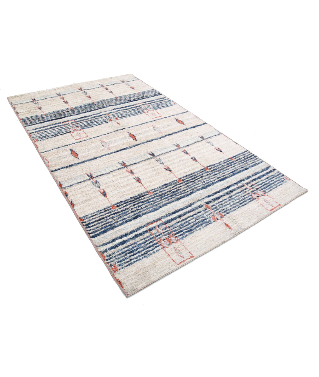 Hand Knotted Tribal Moroccan Wool Rug - 4'11'' x 8'4'' 4'11'' x 8'4'' (148 X 250) / Multi / Multi