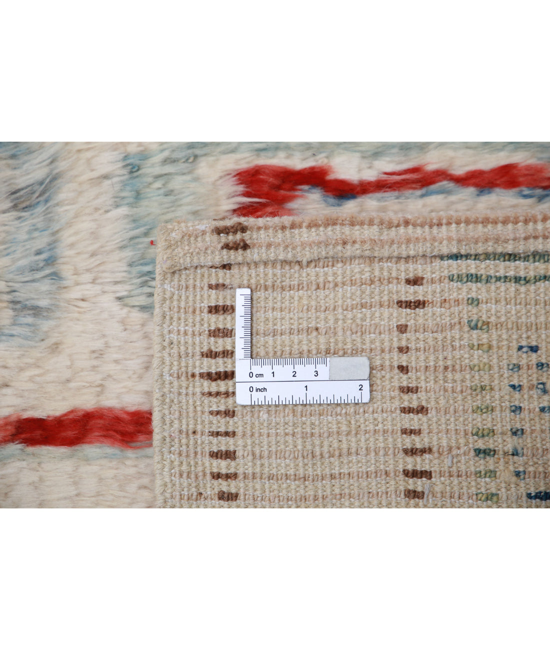 Hand Knotted Tribal Moroccan Wool Rug - 3'9'' x 5'10'' 3'9'' x 5'10'' (113 X 175) / Ivory / Red