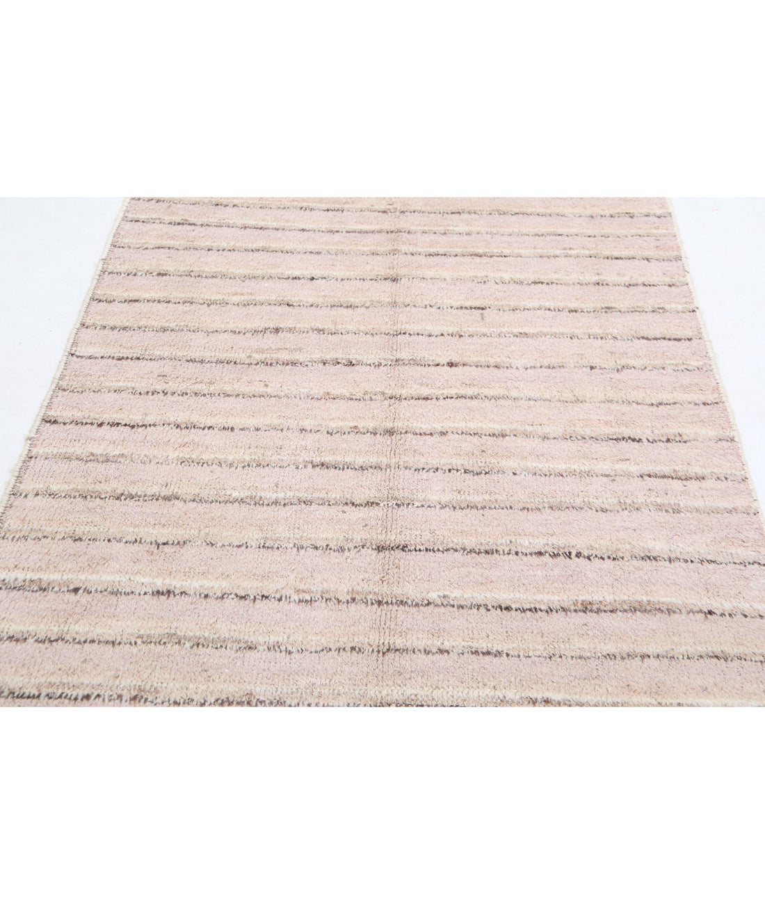 Hand Knotted Tribal Moroccan Wool Rug - 4'2'' x 6'0'' 4'2'' x 6'0'' (125 X 180) / Taupe / Brown
