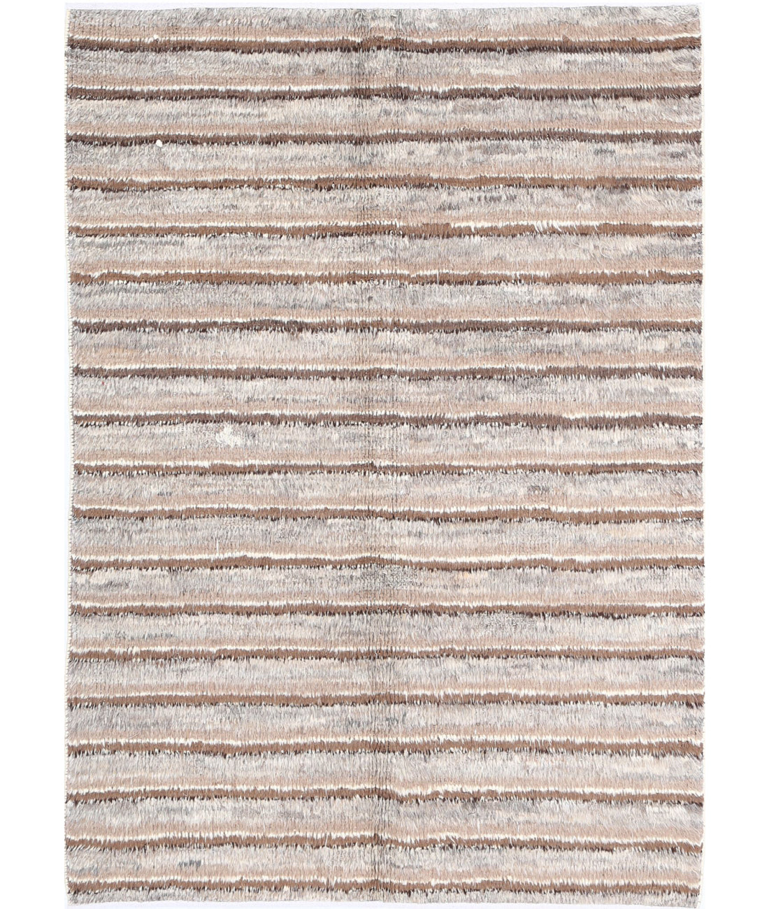 Hand Knotted Tribal Moroccan Wool Rug - 4&#39;2&#39;&#39; x 5&#39;11&#39;&#39; 4&#39;2&#39;&#39; x 5&#39;11&#39;&#39; (125 X 178) / Grey / Grey