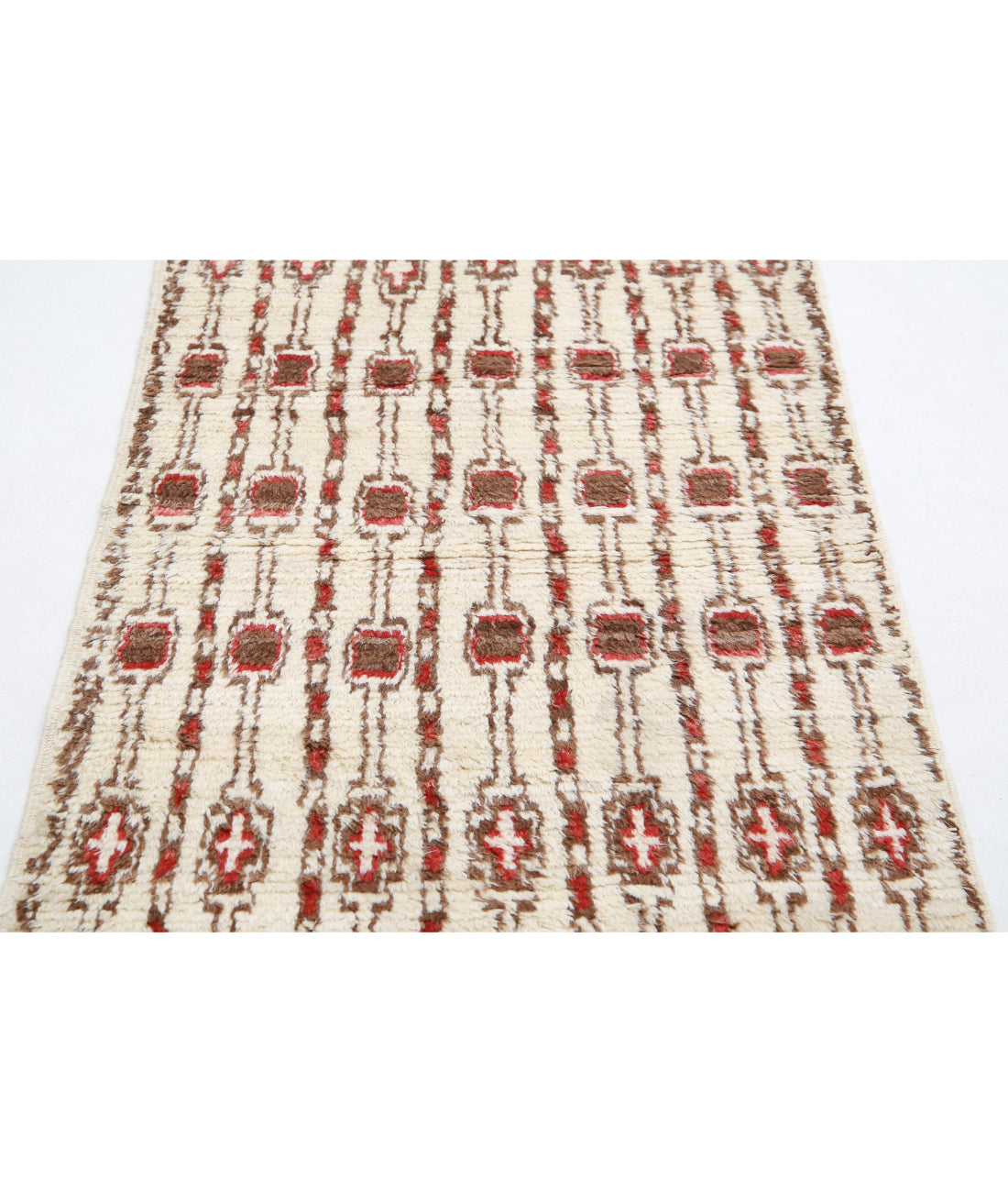 Hand Knotted Tribal Moroccan Wool Rug - 3'0'' x 4'2'' 3'0'' x 4'2'' (90 X 125) / Rust / Grey