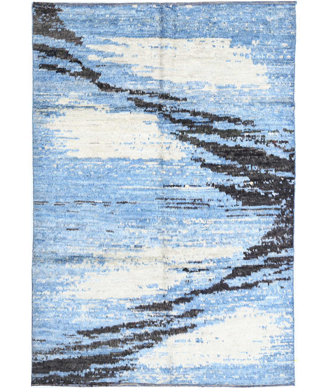 Hand Knotted Tribal Moroccan Wool Rug - 6'3'' x 9'8'' 6'3'' x 9'8'' (188 X 290) / Blue / Blue