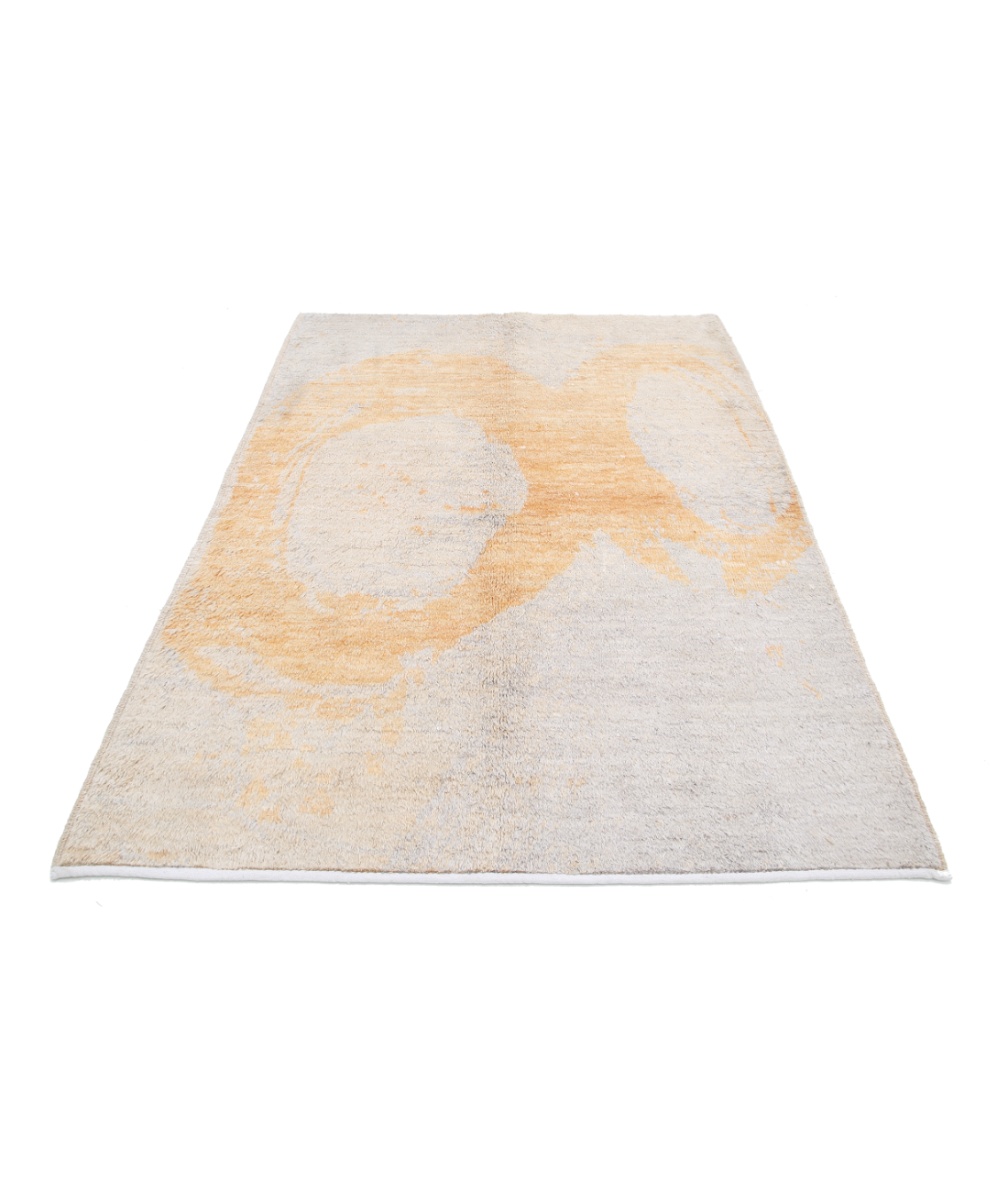 Hand Knotted Tribal Moroccan Wool Rug - 5'1'' x 7'5'' 5'1'' x 7'5'' (153 X 223) / Grey / Gold