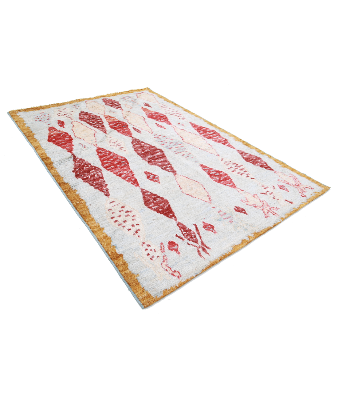 Hand Knotted Tribal Moroccan Wool Rug - 6'2'' x 9'1'' 6' 2" X 9' 1" (188 X 277) / Blue / Taupe