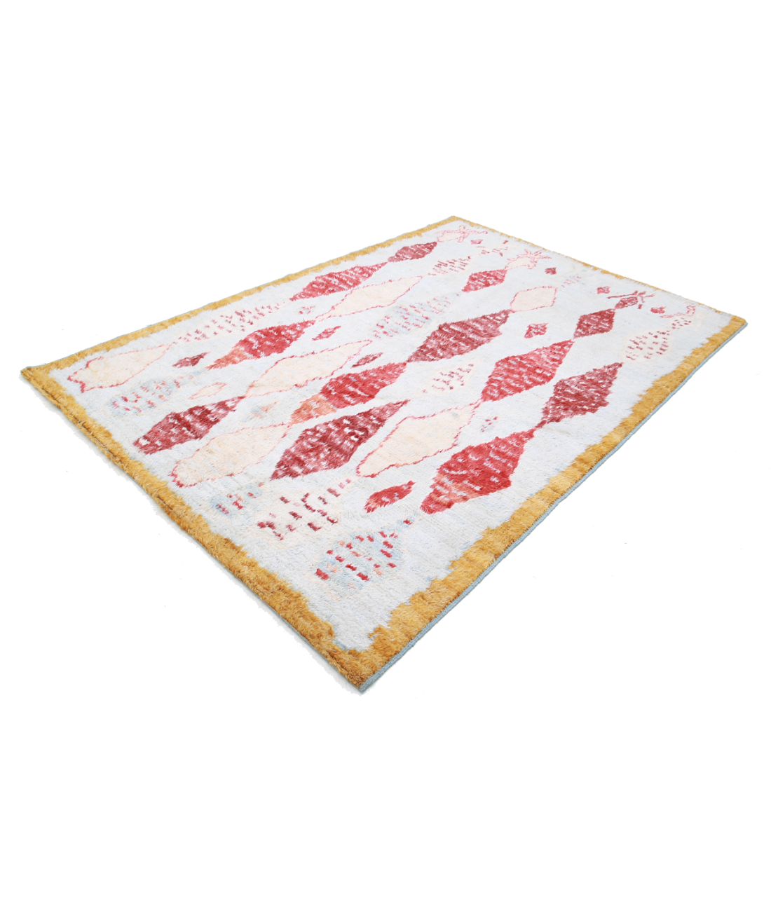 Hand Knotted Tribal Moroccan Wool Rug - 6'2'' x 9'1'' 6' 2" X 9' 1" (188 X 277) / Blue / Taupe