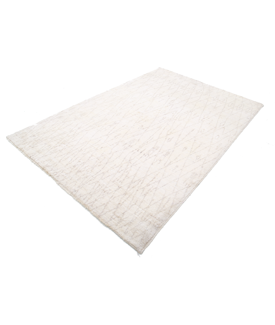 Hand Knotted Tribal Moroccan Wool Rug - 6'0'' x 9'0'' 6' 0" X 9' 0" (183 X 274) / Ivory / Taupe