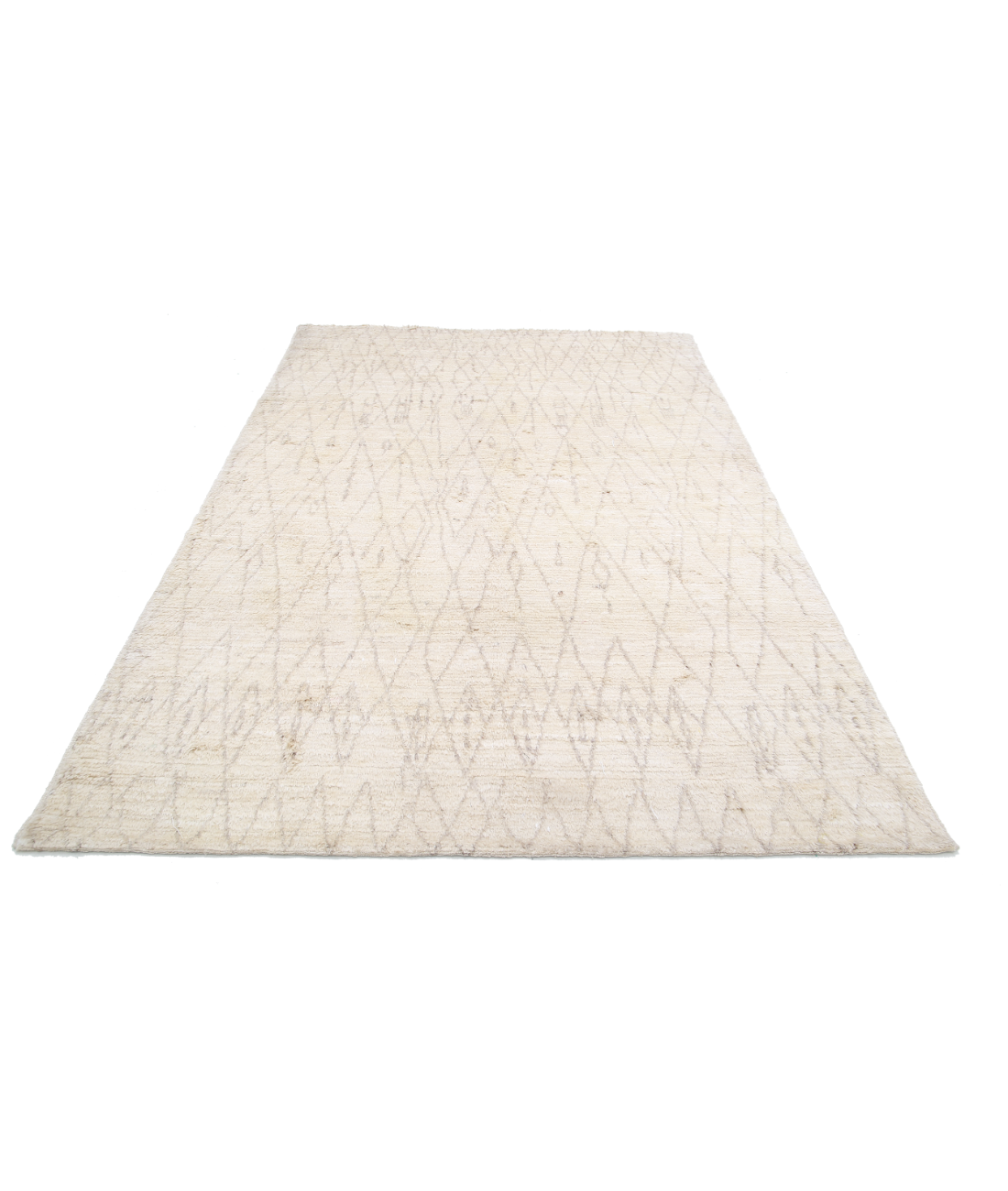 Hand Knotted Tribal Moroccan Wool Rug - 6'0'' x 9'0'' 6' 0" X 9' 0" (183 X 274) / Ivory / Taupe