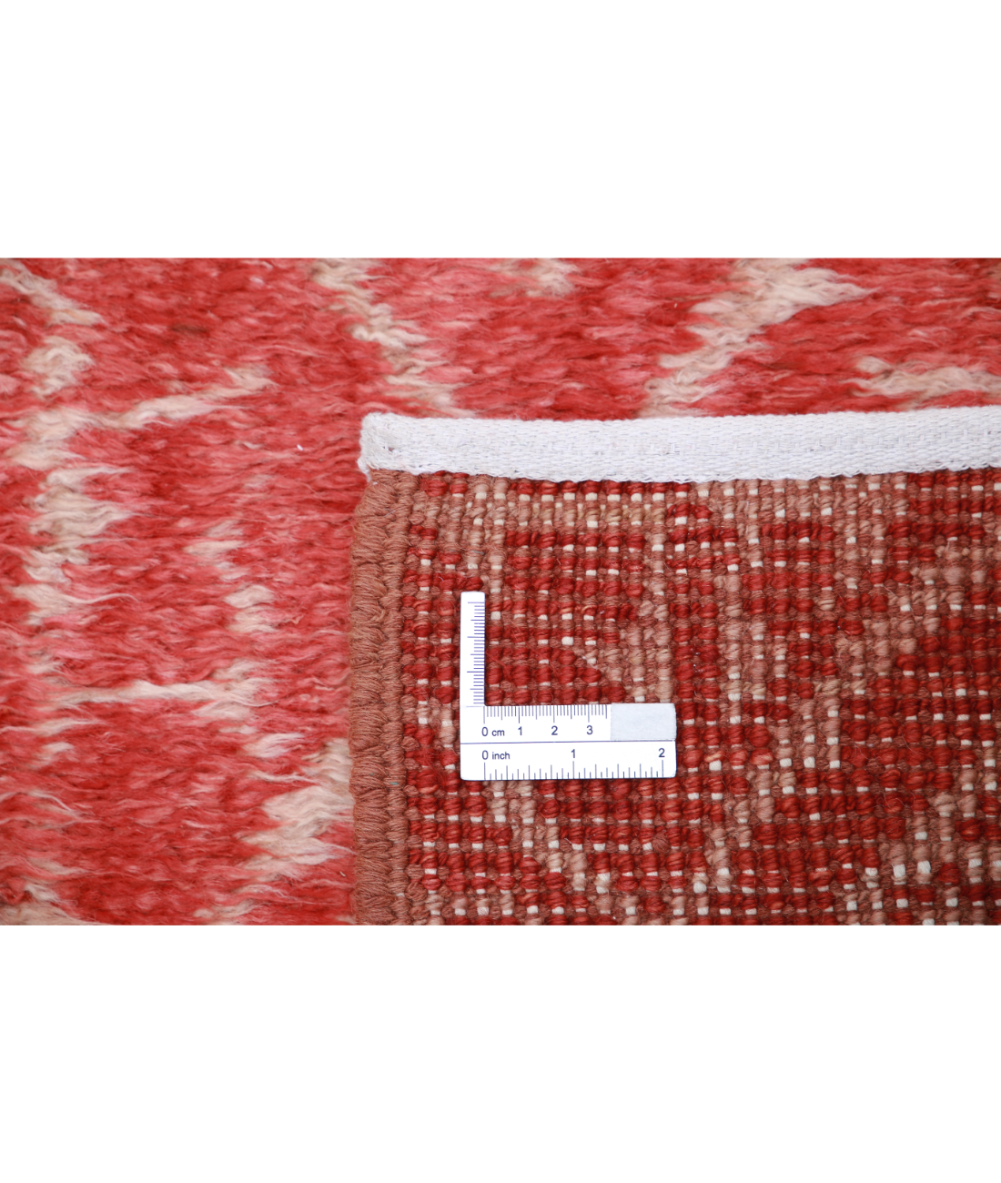 Hand Knotted Tribal Moroccan Wool Rug - 4'4'' x 5'9'' 4' 4" X 5' 9" (132 X 175) / Red / Ivory
