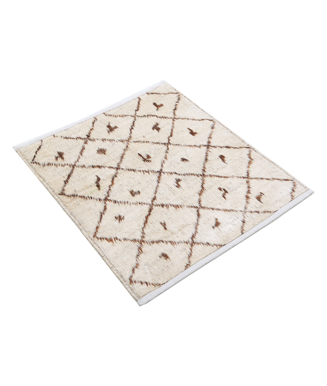Hand Knotted Tribal Moroccan Wool Rug - 2'7'' x 2'10'' 2'7'' x 2'10'' (78 X 85) / Ivory / Taupe