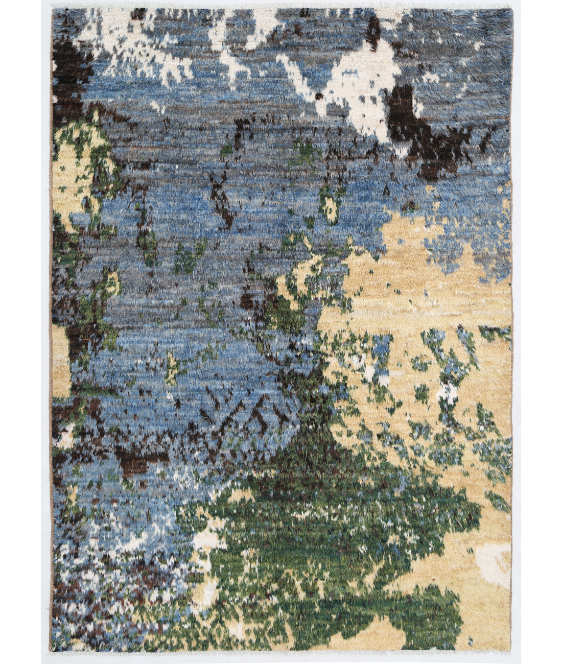 Hand Knotted Moroccan Wool Rug 6' 4" X 9' 2" 6' 4" X 9' 2" (193 X 280) / Blue / Green