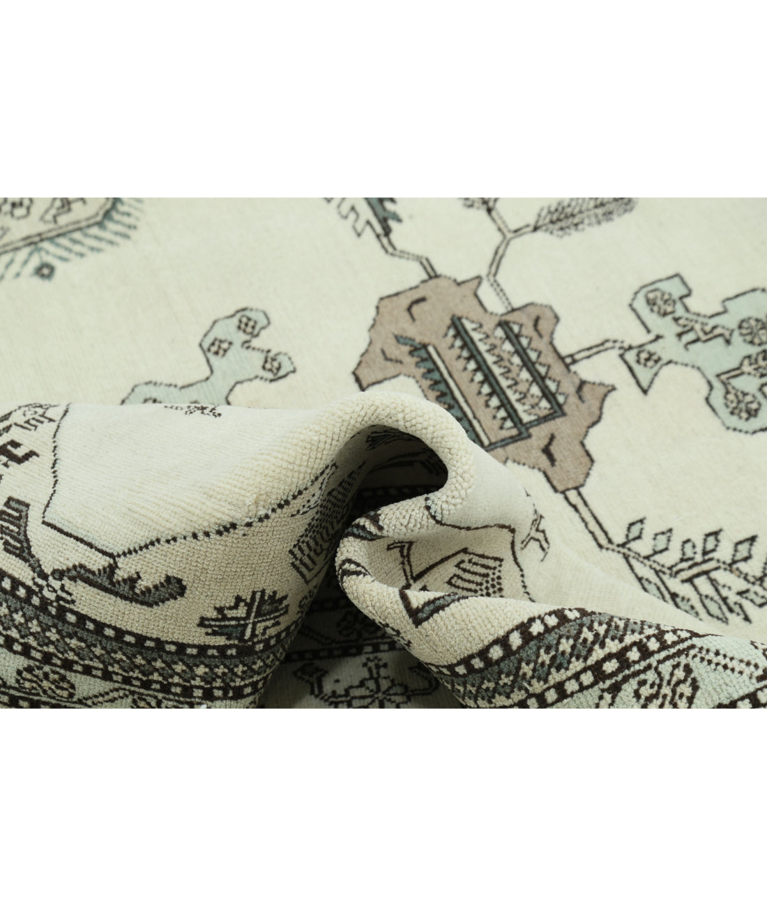 Hand Knotted Vintage Tribal Moroccan Wool Rug - 14'11'' x 16'1'' 14'11'' x 16'1'' (448 X 483) / Ivory / Grey